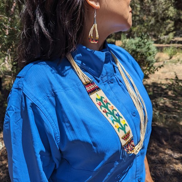 Navajo Handmade Beaded Necklace Earrings Set Rug Tree of Life Design *** - Picture 10 of 11